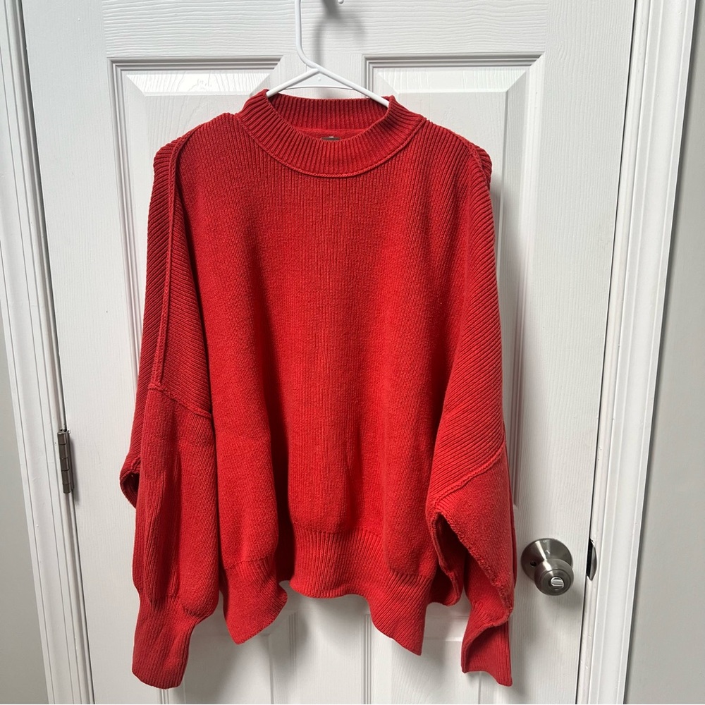 Free People Vibrant Red Turtleneck Sweater